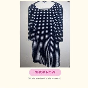 Karl Lagerfeld Navy and White Polka Dot Mini Dress